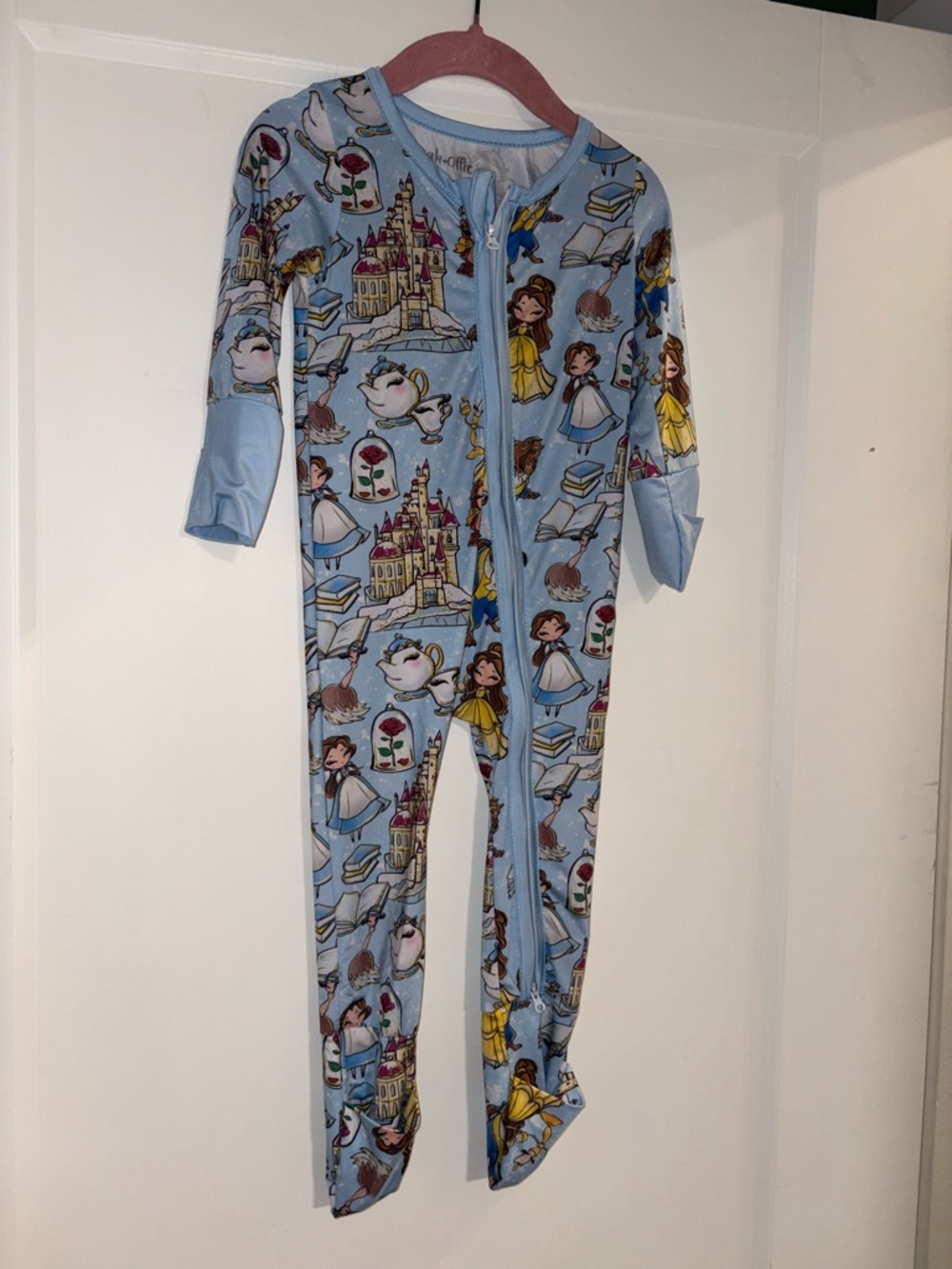 Oak & Ollie Light Blue Princess-Themed Kids One-Piece Pajamas